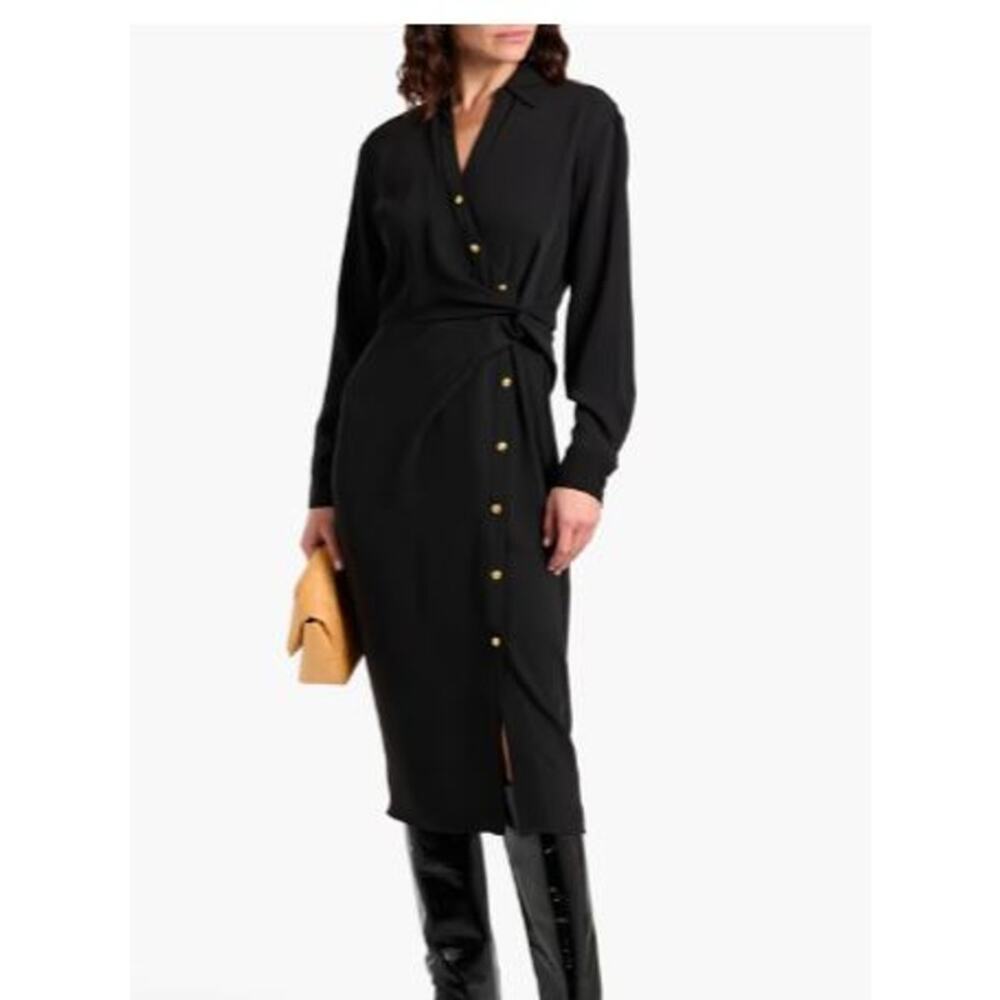 Veronica Beard Women's Wright Gold Button Shirt Dress Black Sz 0 NWT 548 IRRG